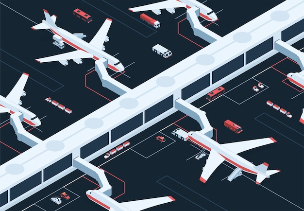 Flughafen-terminal-jets-zusammensetzung