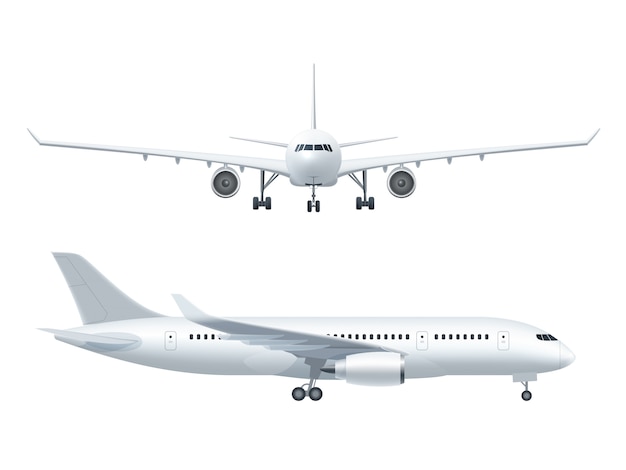 Flugzeug realistische Icons Set