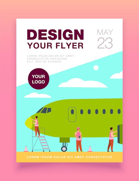 Kostenloser Vektor flugzeug service flyer vorlage