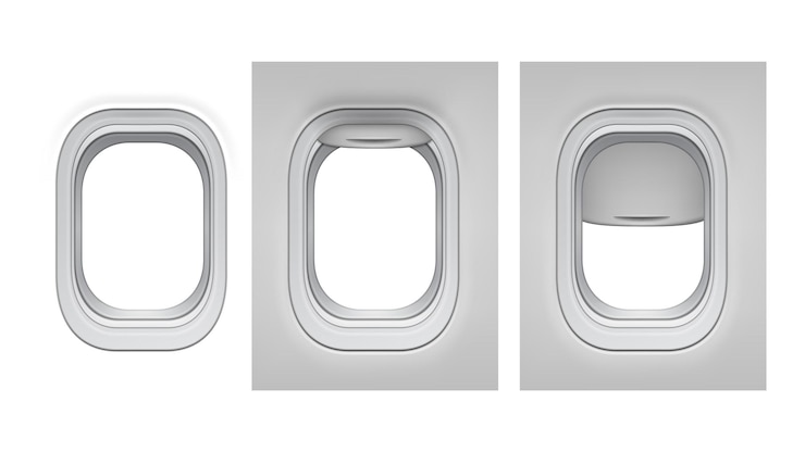 Kostenlose Vektor flugzeugfensterset