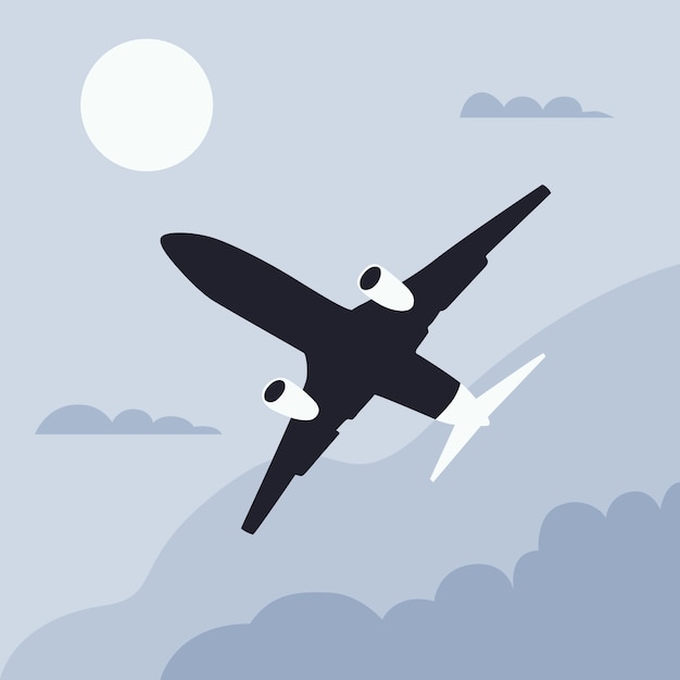 Kostenloser Vektor flugzeugschattenbildillustration des flachen designs