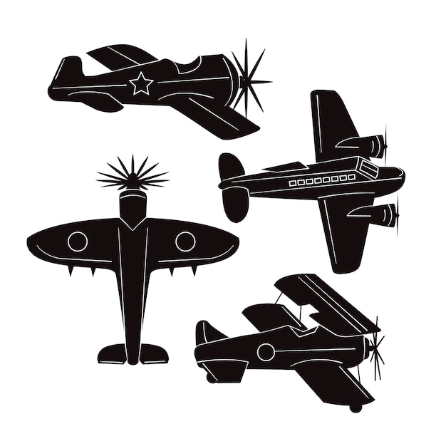 Flugzeugschattenbildillustration des flachen Designs