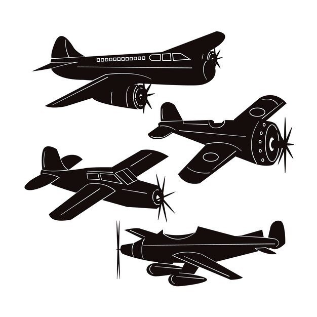 Flugzeugschattenbildillustration des flachen Designs