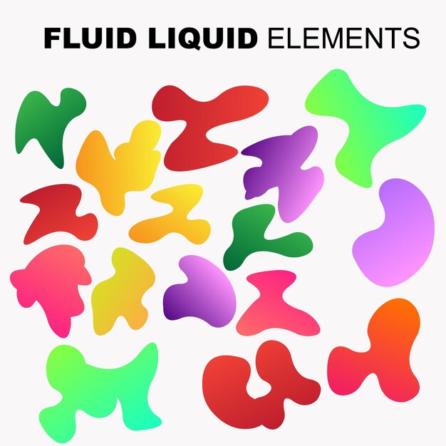 Fluid Shape Vector Set Gradient Liquid mit Neonfarben Artikel für die Gestaltung eines Logo-Flyers Persentation Geschenkkarte Poster an der Wand Landing Page Coverbook Banner Social Media gepostet