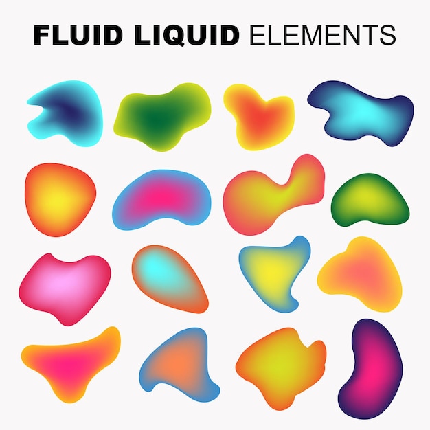 Fluid shape vector set gradient liquid mit neonfarben artikel für die gestaltung eines logo-flyers persentation geschenkkarte poster an der wand landing page coverbook banner social media gepostet