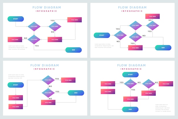 Kostenloser Vektor flussdiagramm infografik sammlung