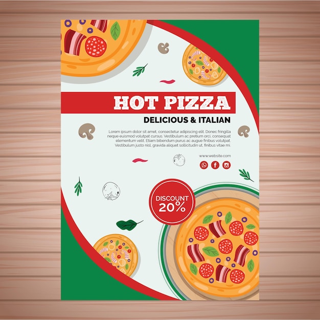 Flyer vorlage für pizza restaurant im a5 format