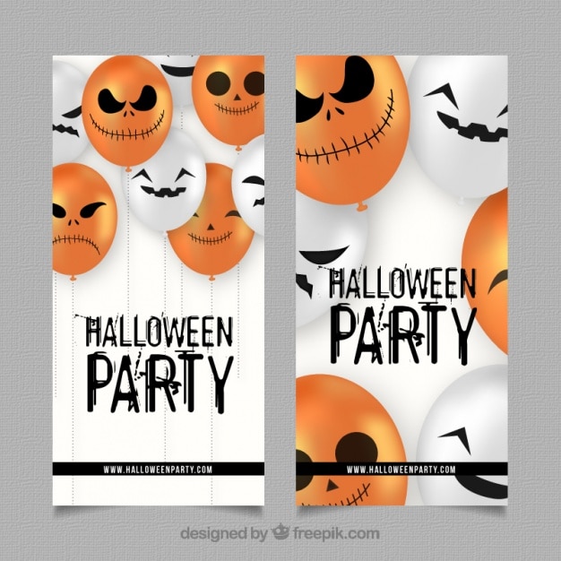 Flyers von halloween-party mit kürbis ballons