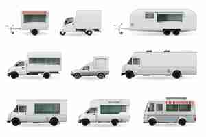 Kostenloser Vektor food trucks realistische set