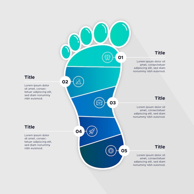 Kostenloser Vektor footprint-infografiken in flachem design