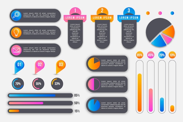 Kostenloser Vektor fortschritt beim sammeln von infografik-elementen