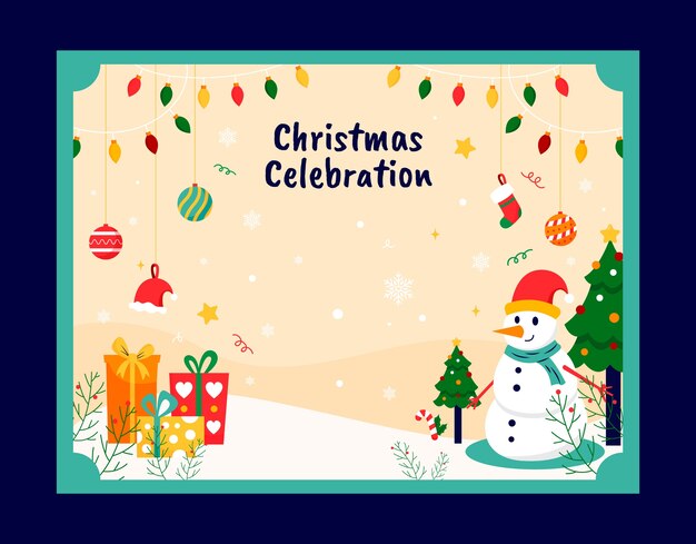 Fototermin-Vorlage für die Weihnachtszeit mit Schneemann und Geschenken