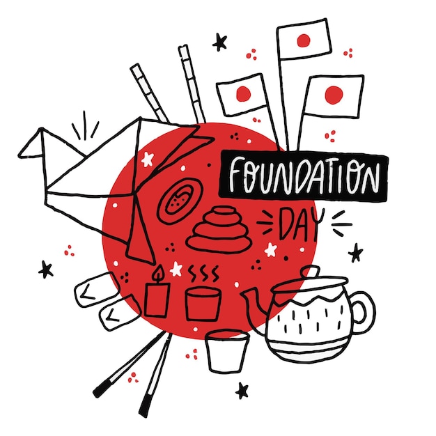 Kostenloser Vektor foundation day japan hand gezeichnet