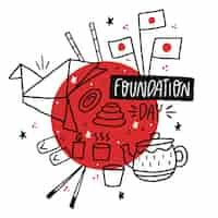 Kostenloser Vektor foundation day japan hand gezeichnet