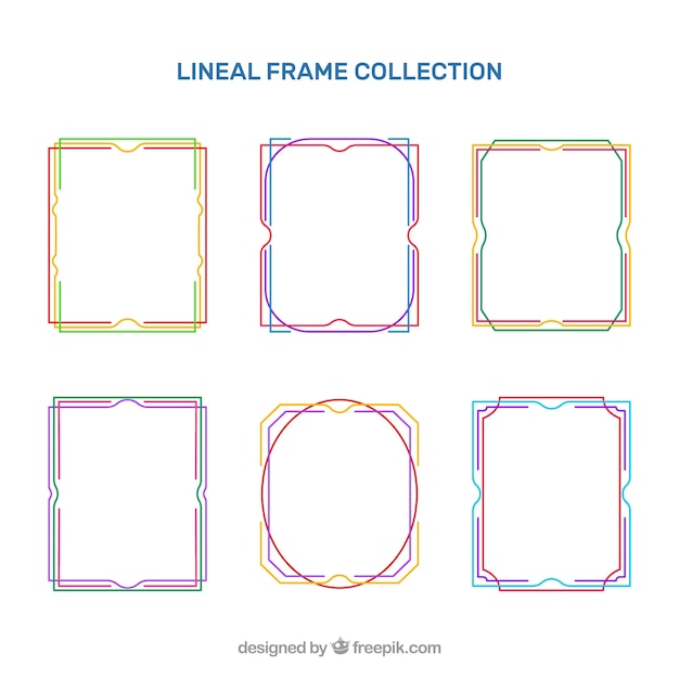 Kostenloser Vektor frame-sammlung mit linearen stil