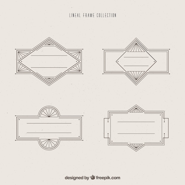 Kostenloser Vektor frame-sammlung mit linearen stil