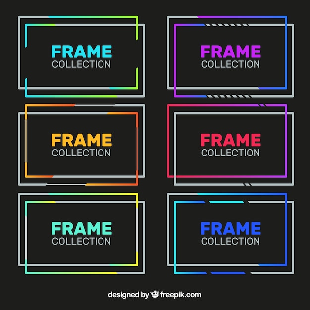 Kostenloser Vektor frame-sammlung mit linearen stil