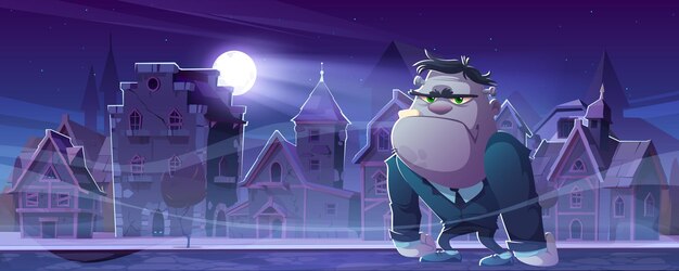 Frankenstein Cartoon-Halloween-Figur in der Nacht