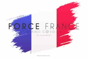 Kostenloser Vektor frankreich-flagge im aquarell-spritzer mit unterstützungsnachricht