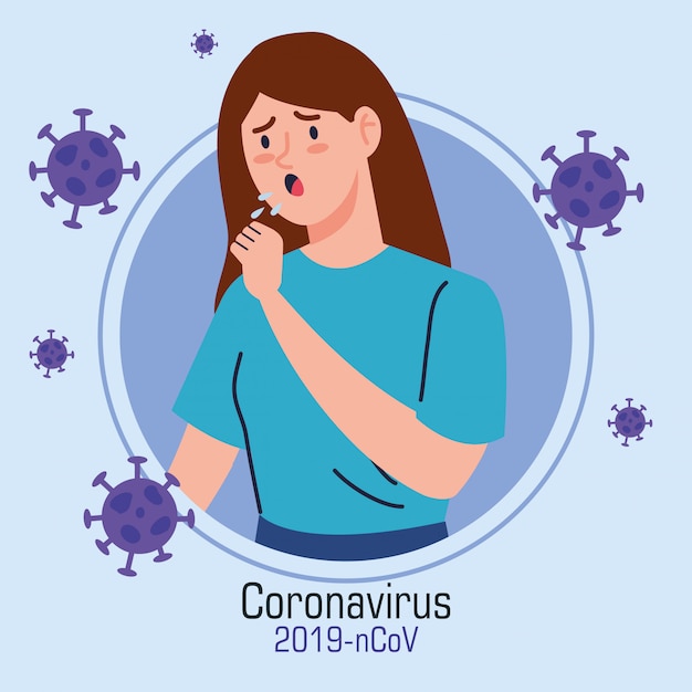Frau hustet krank von coronavirus 2019 ncov