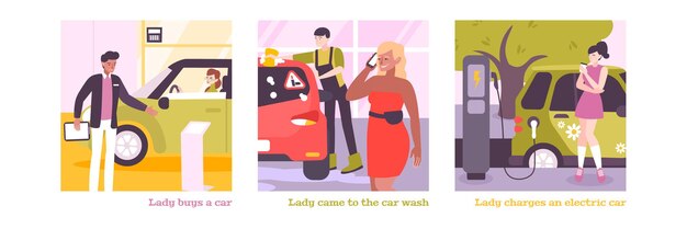 Frauen, die quadratische Kompositionen setzen, stellen Illustration ein