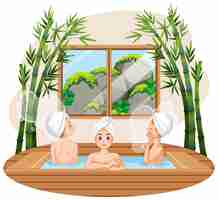 Kostenloser Vektor frauen im whirlpool-sauna-dampfbad