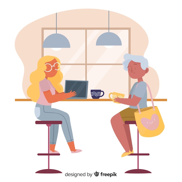 Frauen sitzen im café