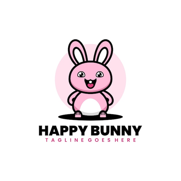 Kostenloser Vektor freier vektor happy bunny einfaches maskottchen-design