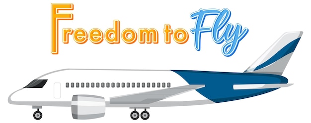 Freiheit, typografie-design mit flugzeug zu fliegen