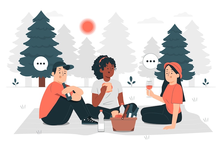 Kostenlose Vektor freunde picknick-konzept-illustration