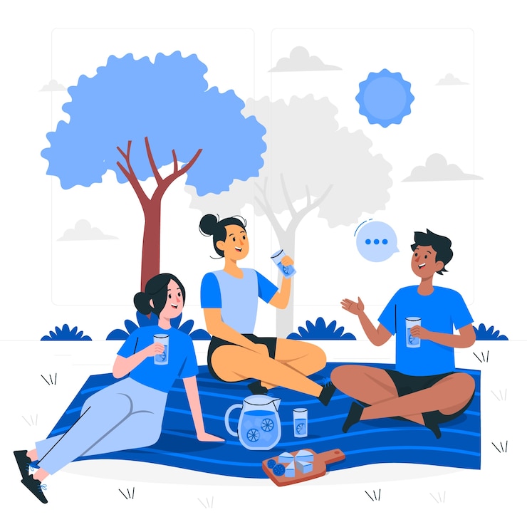 Kostenlose Vektor freunde picknick-konzept-illustration