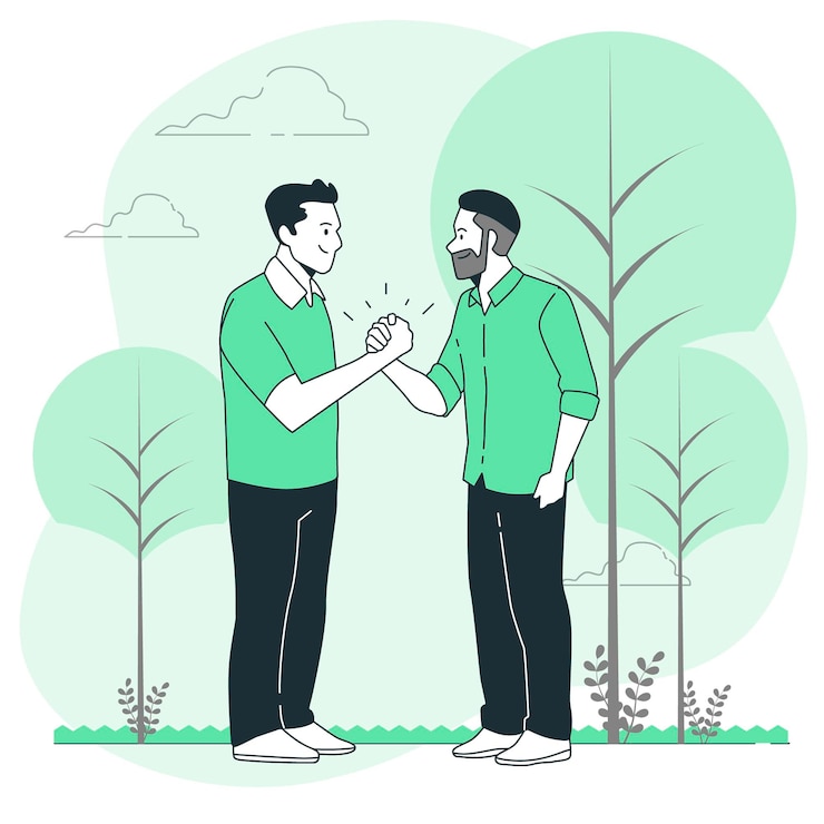 Kostenlose Vektor freundliche handschlagkonzeptillustration concept