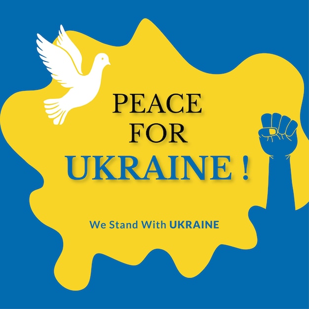 Frieden für die Ukraine Blau Gelb Weißer Hintergrund Social Media Design Banner Free Vector