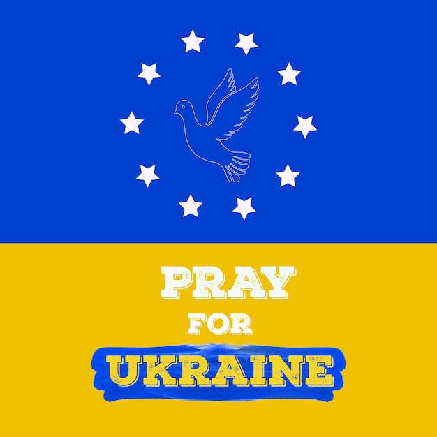 Kostenloser Vektor frieden für die ukraine gelb blau weißer hintergrund social media design banner free vector
