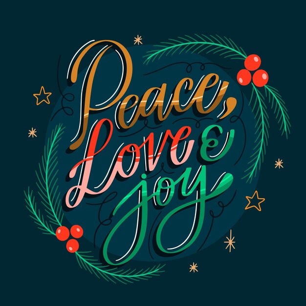 Frieden Liebe und Freude Schriftzug