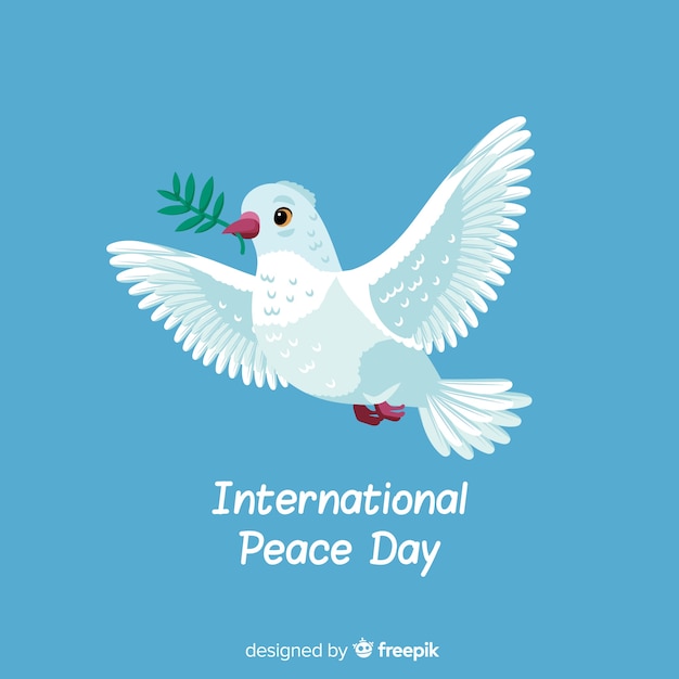 Friedenstageszusammensetzung mit flacher weißer Taube