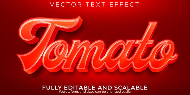 Frischer Tomaten-Texteffekt, bearbeitbarer natürlicher und pflanzlicher Textstil