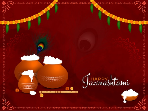 Frisches janmashtami-indisches festival stilvolles hintergrunddesign