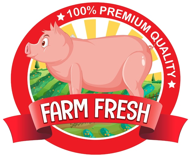 Kostenloser Vektor frisches logo der schweinefarm für schweinefleischprodukte