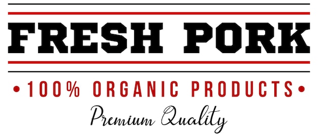 Kostenloser Vektor frisches schweinefleisch-wort-logo-design für bio-fleischprodukte