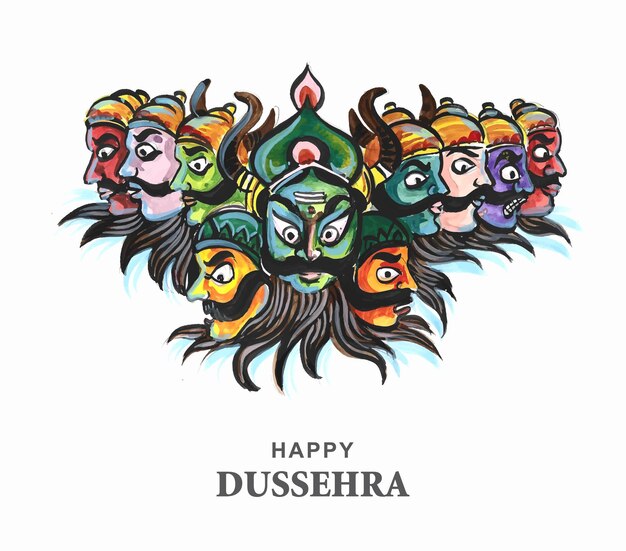 Fröhliche Dussehra-Feier wütender Ravan mit zehn Köpfen Kartendesign