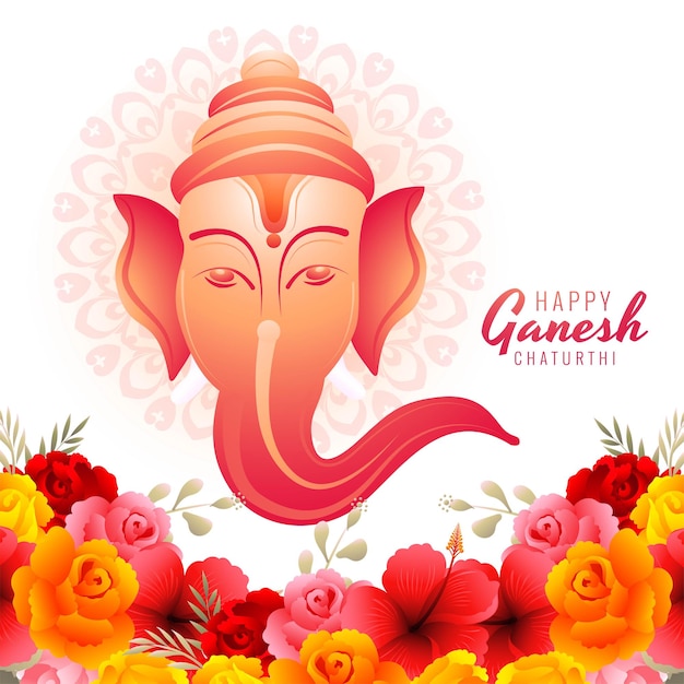 Fröhliche Ganesh-Chaturthi-Feier mit Gebet zu Lord Ganesha-Kartenhintergrund