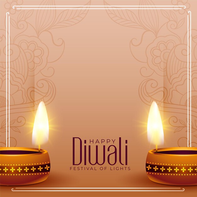 Fröhliches Diwali-Festival-Plakatdesign mit realistischem Diya-Design