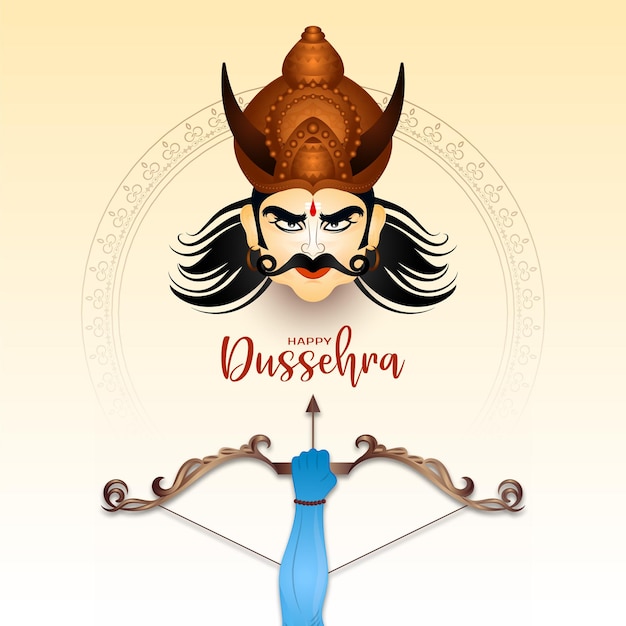 Kostenloser Vektor fröhliches dussehra-festival ravana tötet hintergrunddesign