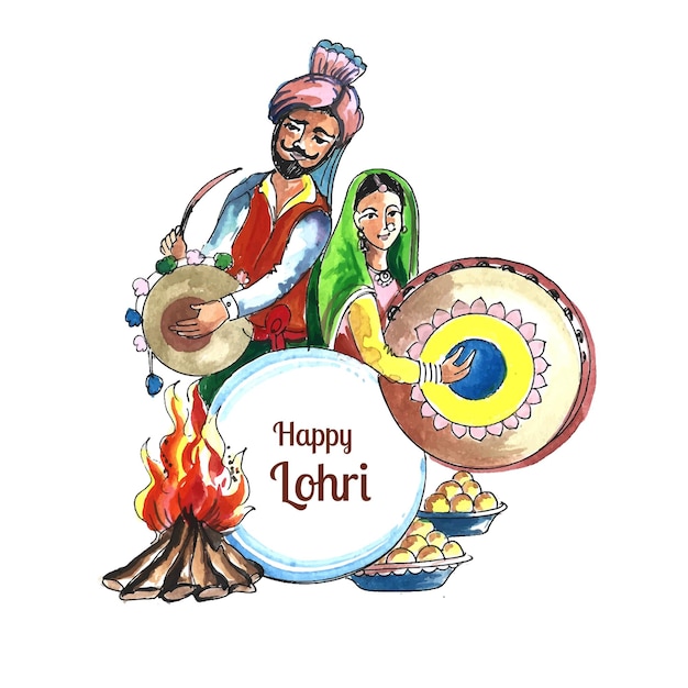 Kostenloser Vektor fröhliches lohri-festival im punjab-indien-hintergrund