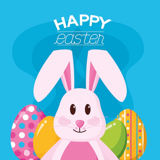 Kostenloser Vektor frohe ostern feier illustration