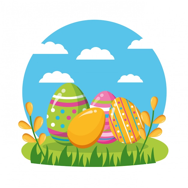 Kostenloser Vektor frohe ostern feier illustration