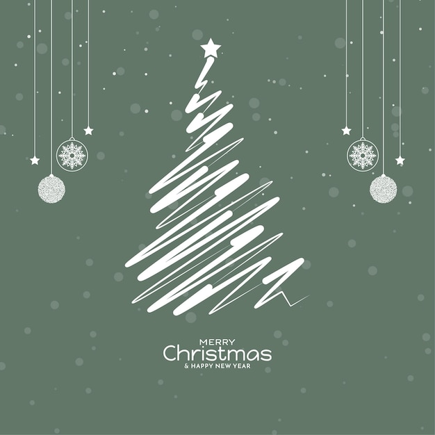 Frohe weihnachten festival weiche grüne karte mit weihnachtsbaum-design
