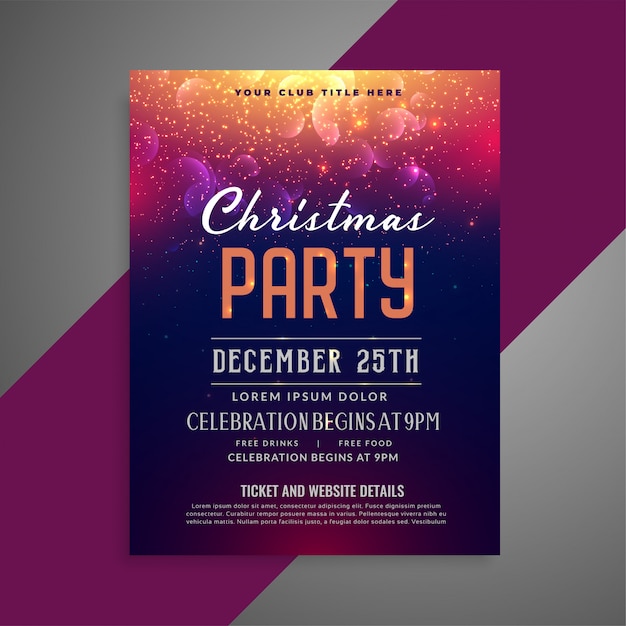 Frohe weihnachten funkelt party poster flyer designvorlage