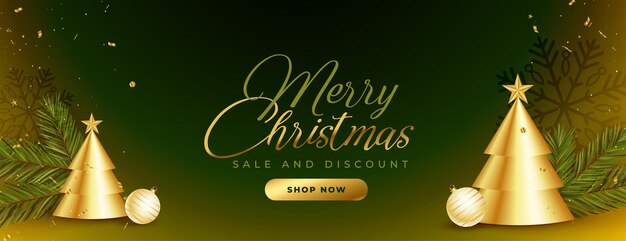 Frohe Weihnachten-Shopping-Banner mit goldenem Baumdesign